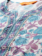 Indo Era Floral Printed Regular Pure Cotton Kurta with Trousers & Dupatta | Grocsy