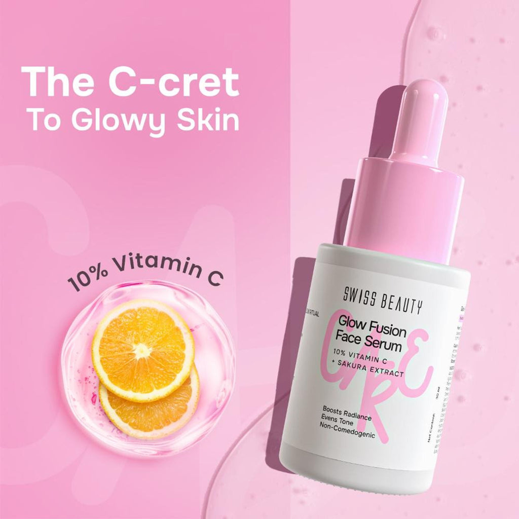Swiss Beauty Care Glow Fusion Face Serum - 10% Vitamin C & Sakura Extract | Grocsy