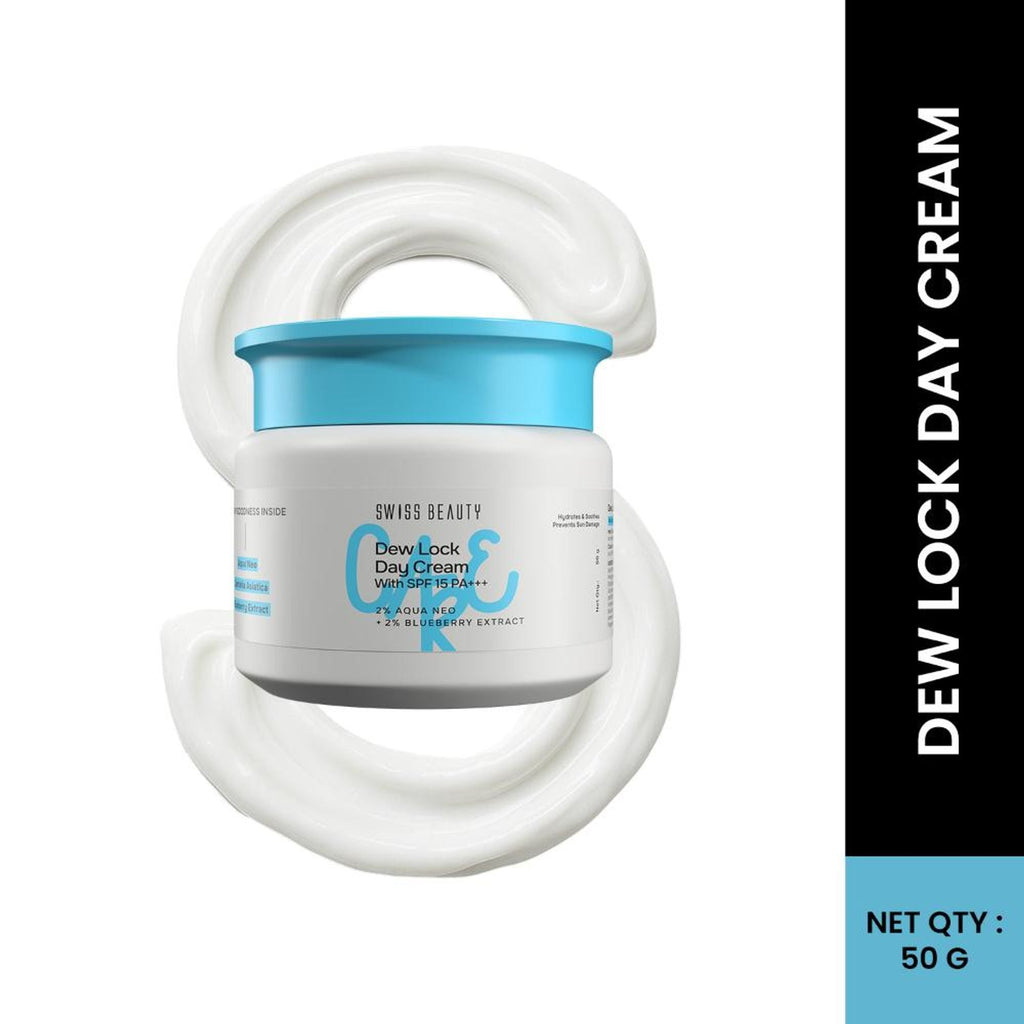 Swiss Beauty Care Dew Lock Day Cream With SPF 15+++ - 2% Aqua Neo & 2% Blueberry Extract | Grocsy