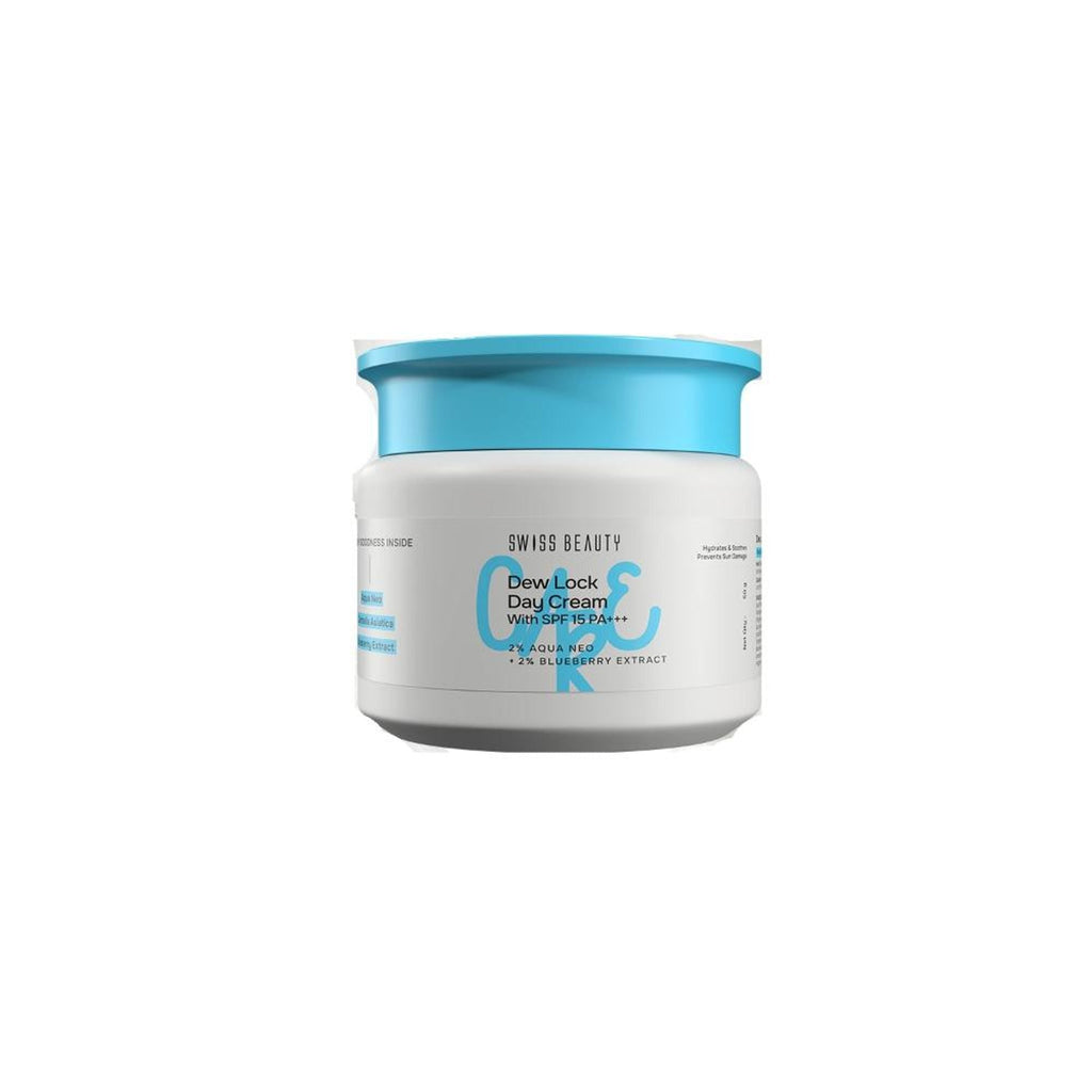 Swiss Beauty Care Dew Lock Day Cream With SPF 15+++ - 2% Aqua Neo & 2% Blueberry Extract | Grocsy