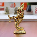 KridayKraft Pagdi Krishna with Playing Flute Idol, Gold-Toned Metal Decorative Showpiece | Grocsy