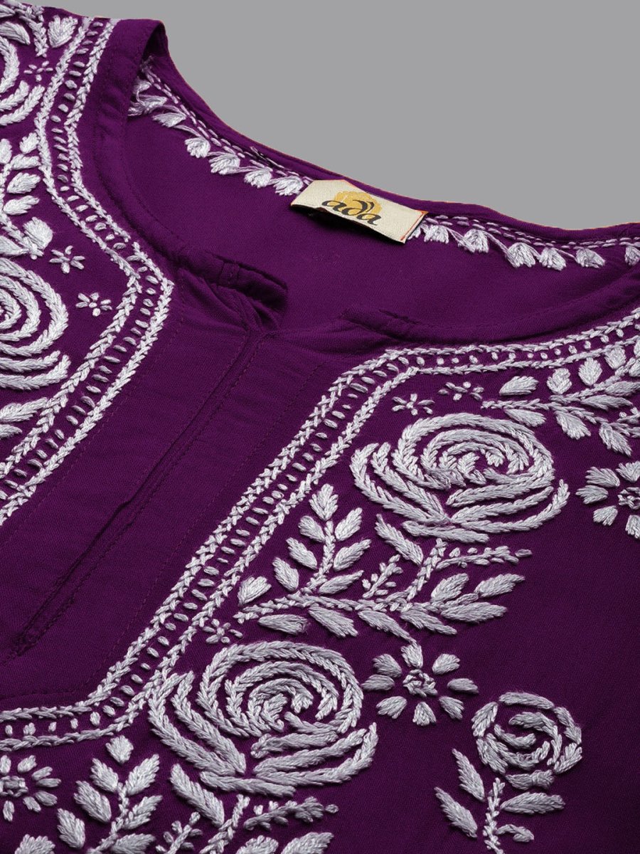 ADA Women Ethnic Motifs Embroidered Flared Sleeves Mirror Work Kurta | Grocsy
