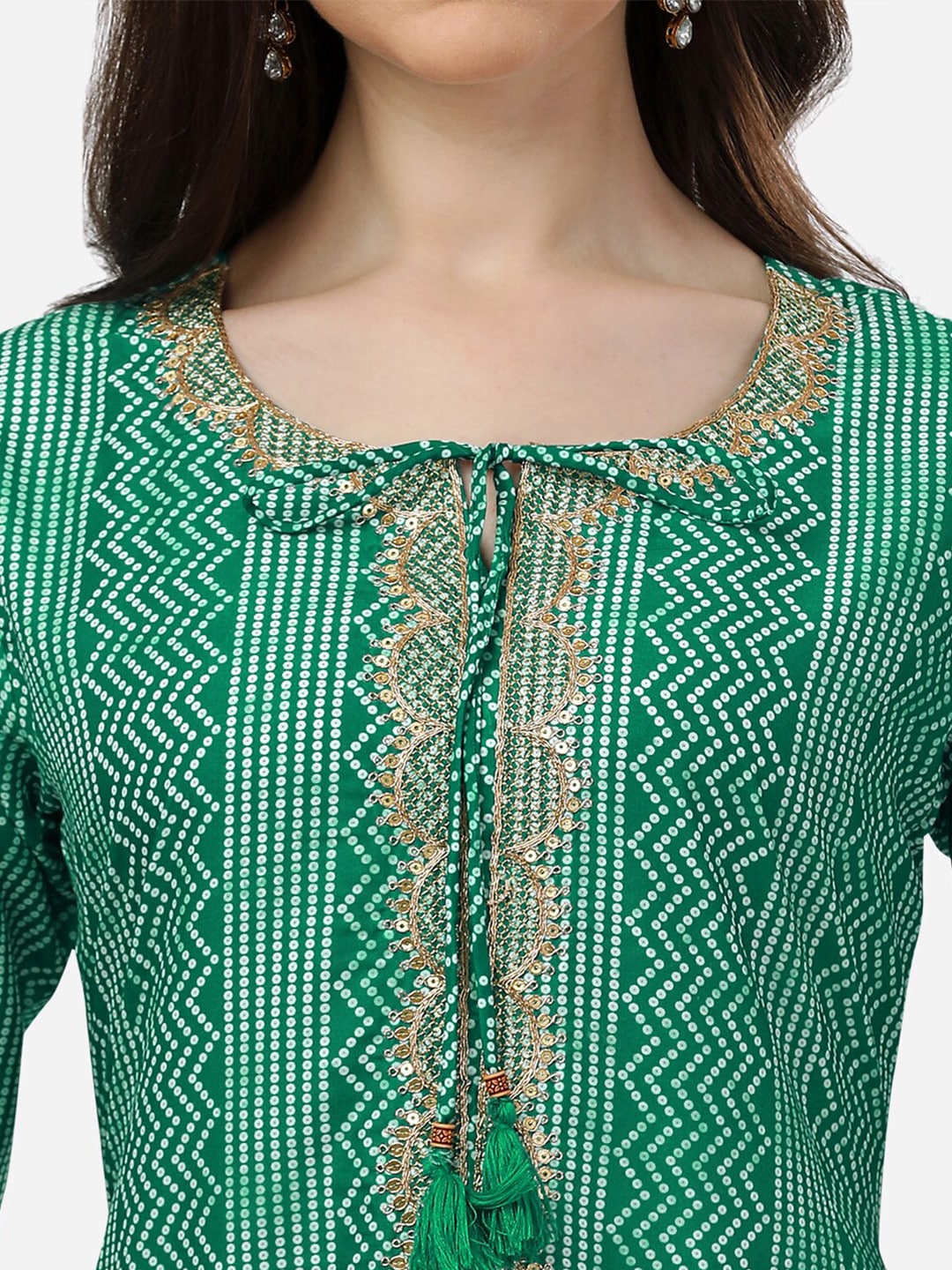 HERE&NOW Bandhani Printed Gotta Patti Kurta | Grocsy