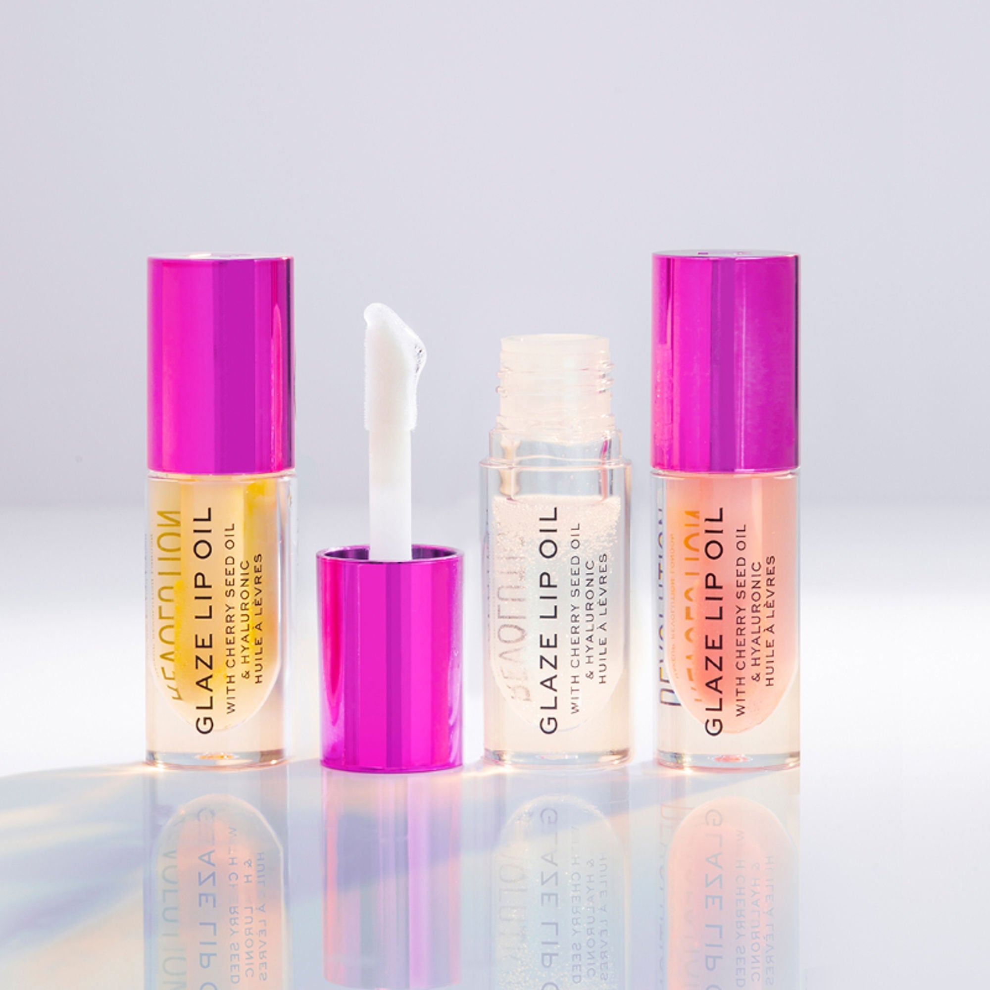 Makeup Revolution Glaze Lip Oil Intense Nourishment With Hyaluronic Acid Vitamin E - Glam Pink | Grocsy