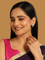 Nuyug 22K Gold Plated Kundan Stone Ethnic Mini Pearl Drop Studs | Grocsy