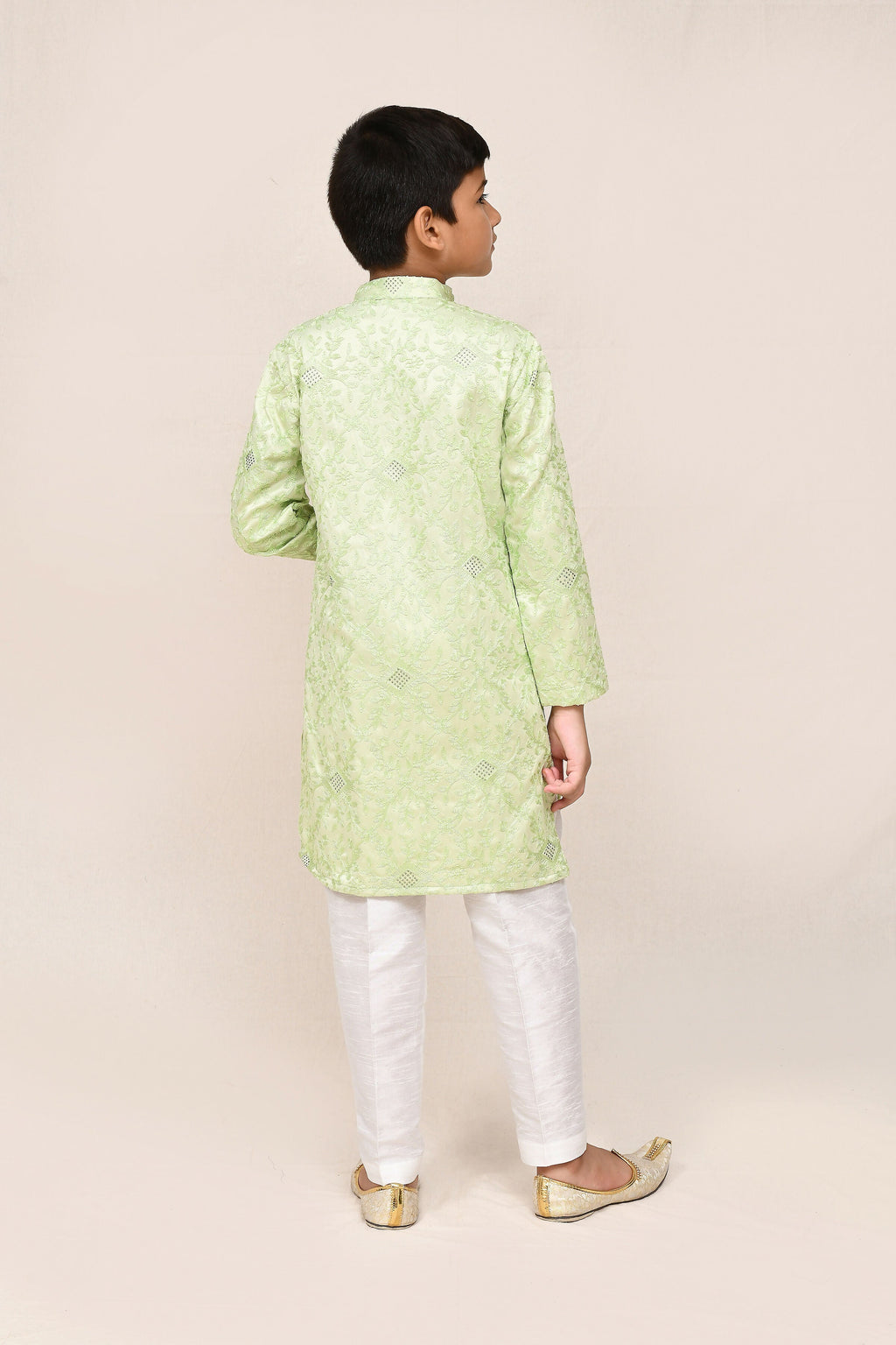 Joban Fashion Giza Cotton Pista Green Kurta With Straight Fit Pant | Grocsy