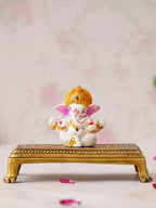eCraftIndia Beige Lotus Flowers Engraved Pooja Chowki | Grocsy