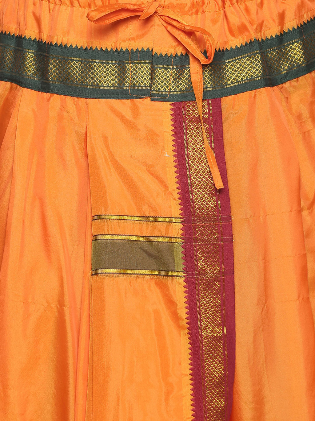 Sethukrishna Men Orange & Green Solid Readymade Dhoti Pant | Grocsy