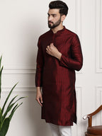 Sojanya Men Maroon Printed Straight Kurta | Grocsy