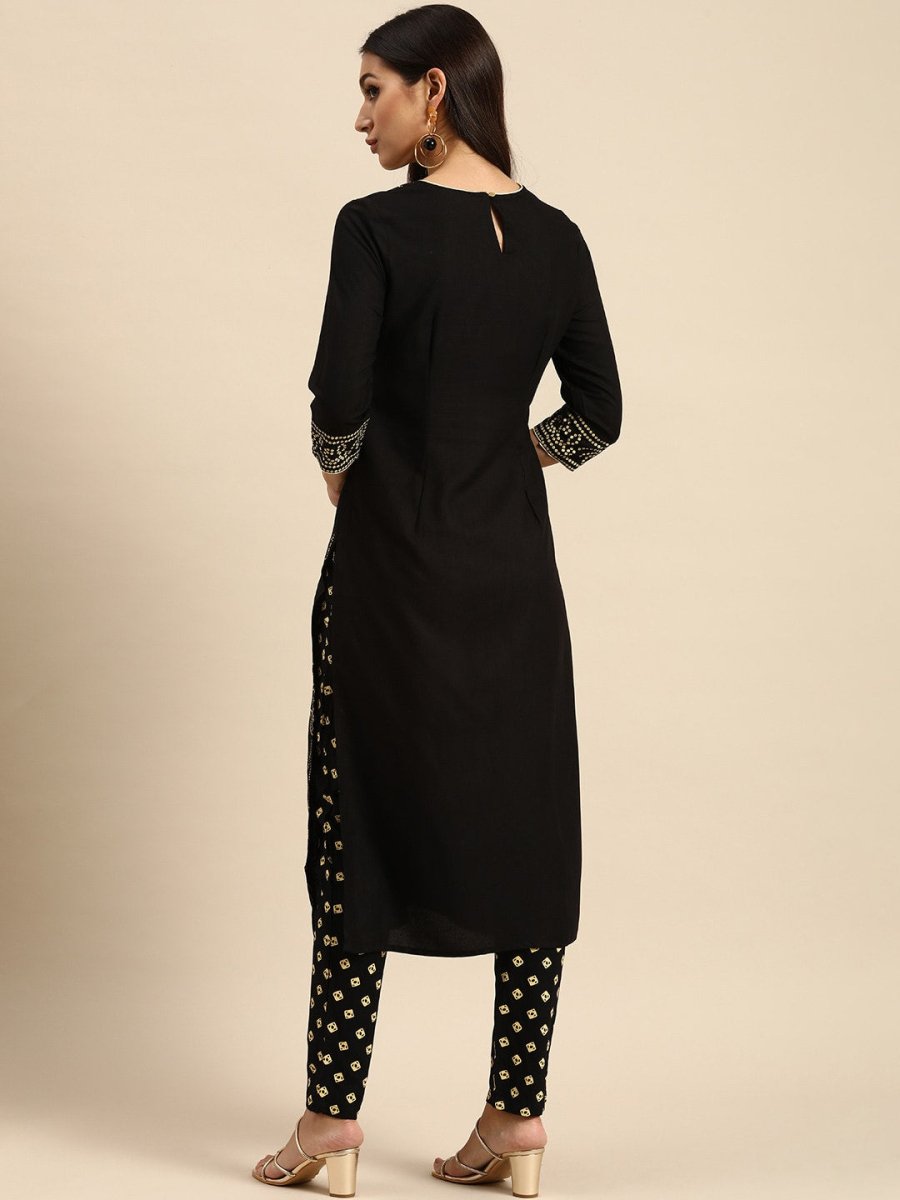 All About You Women Black Bandhani Printed Kurta with Trousers | Grocsy