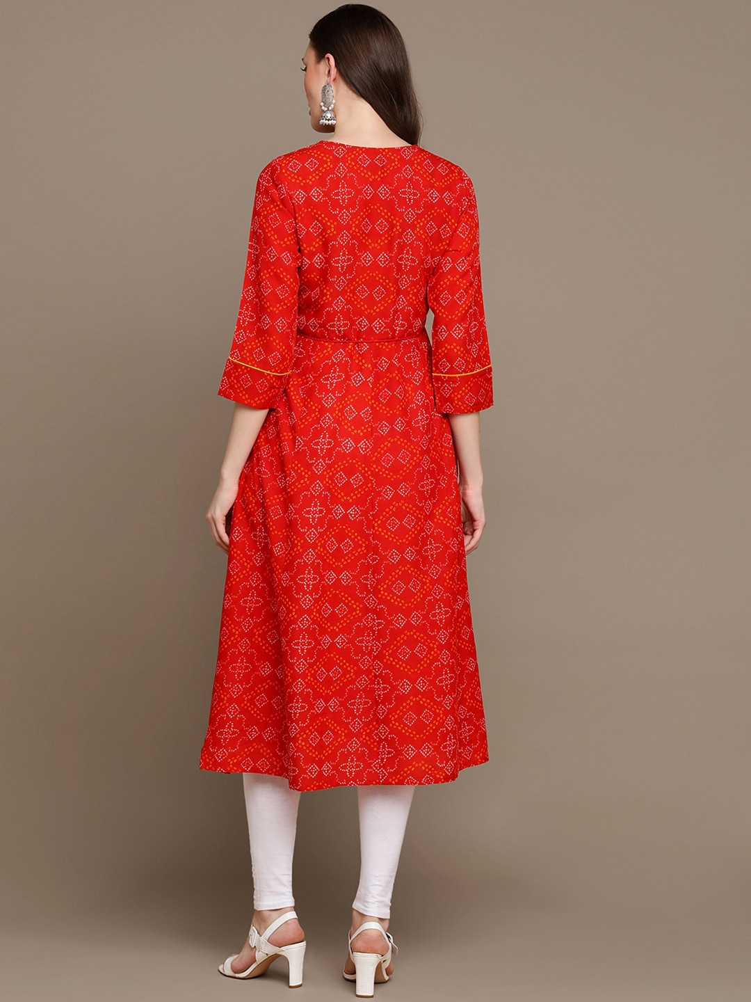 HERE&NOW Embroidered & Bandhani Printed Thread Work Anarkali Kurta | Grocsy