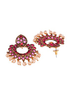 Shoshaa Magenta Gold-Polished Contemporary Drop Earrings | Grocsy