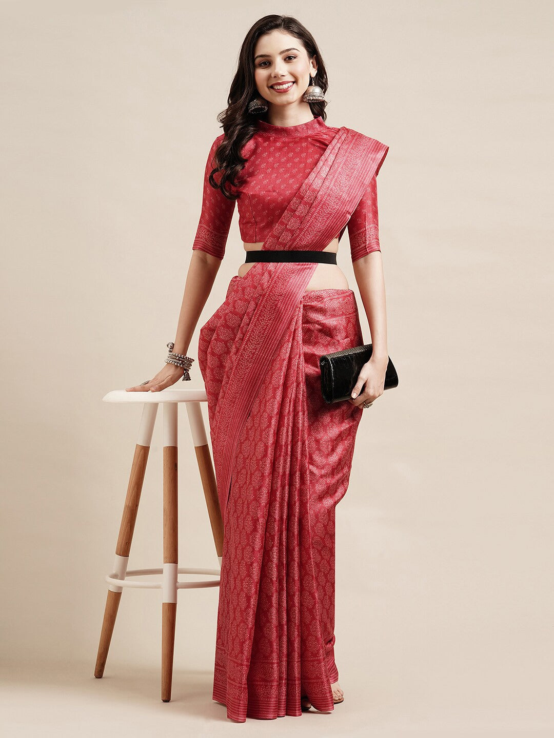 Saree Mall Red & Off White Floral Art Silk Sarees | Grocsy