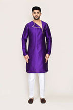 Joban Fashion Purple Colored Art Silk Fabric Kurta With Straight Fit Pant | Grocsy