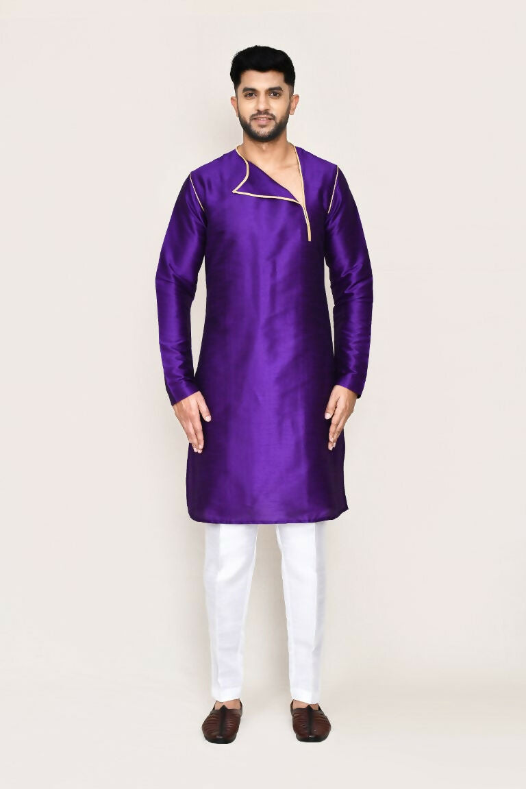 Joban Fashion Purple Colored Art Silk Fabric Kurta With Straight Fit Pant | Grocsy