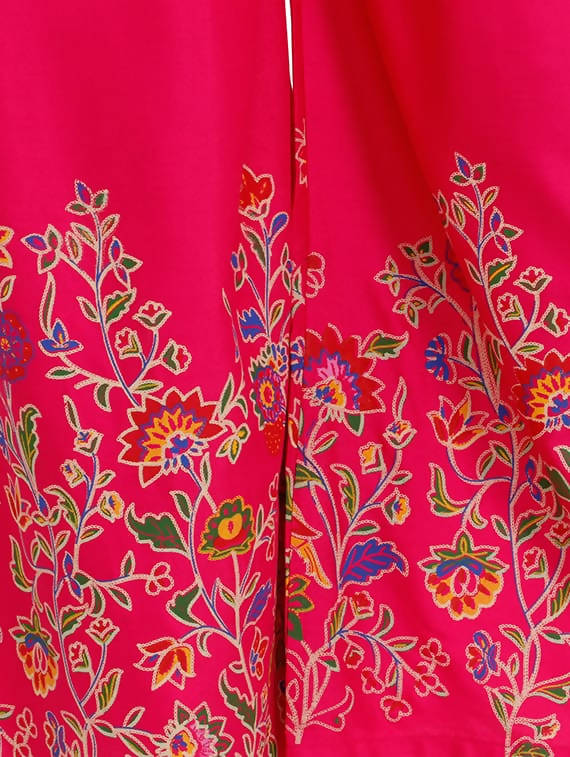 Mominos Fashion Magenta Floral Design Palazzo | Grocsy