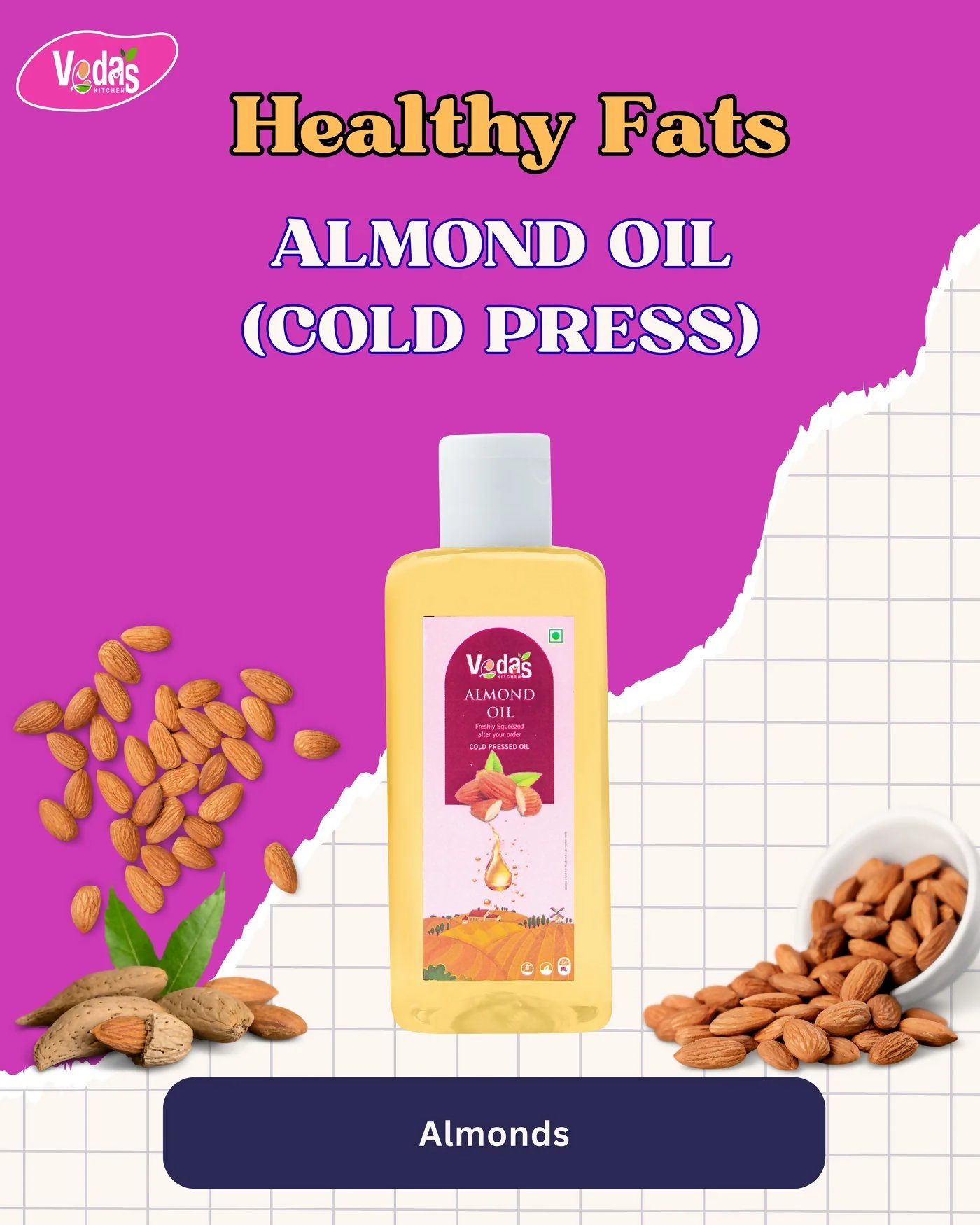 Vedas Kitchen Almond Oil | Grocsy
