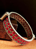 Joban Fashion Red Brass Oxidized Ethnic Openable Kada | Grocsy