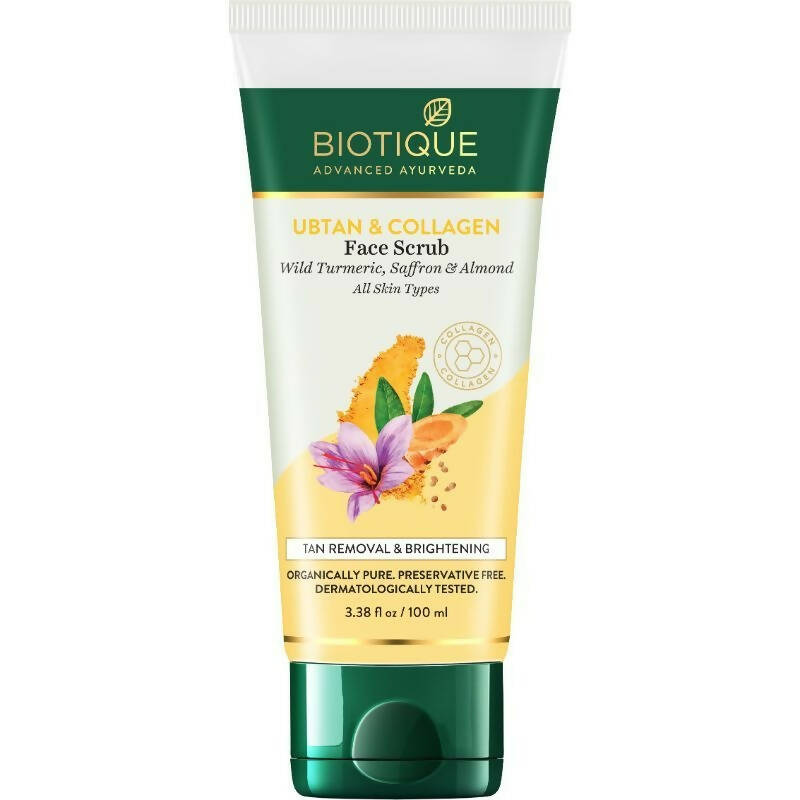 Biotique Advanced Ayurveda Ubtan & Collagen Face Scrub | Grocsy