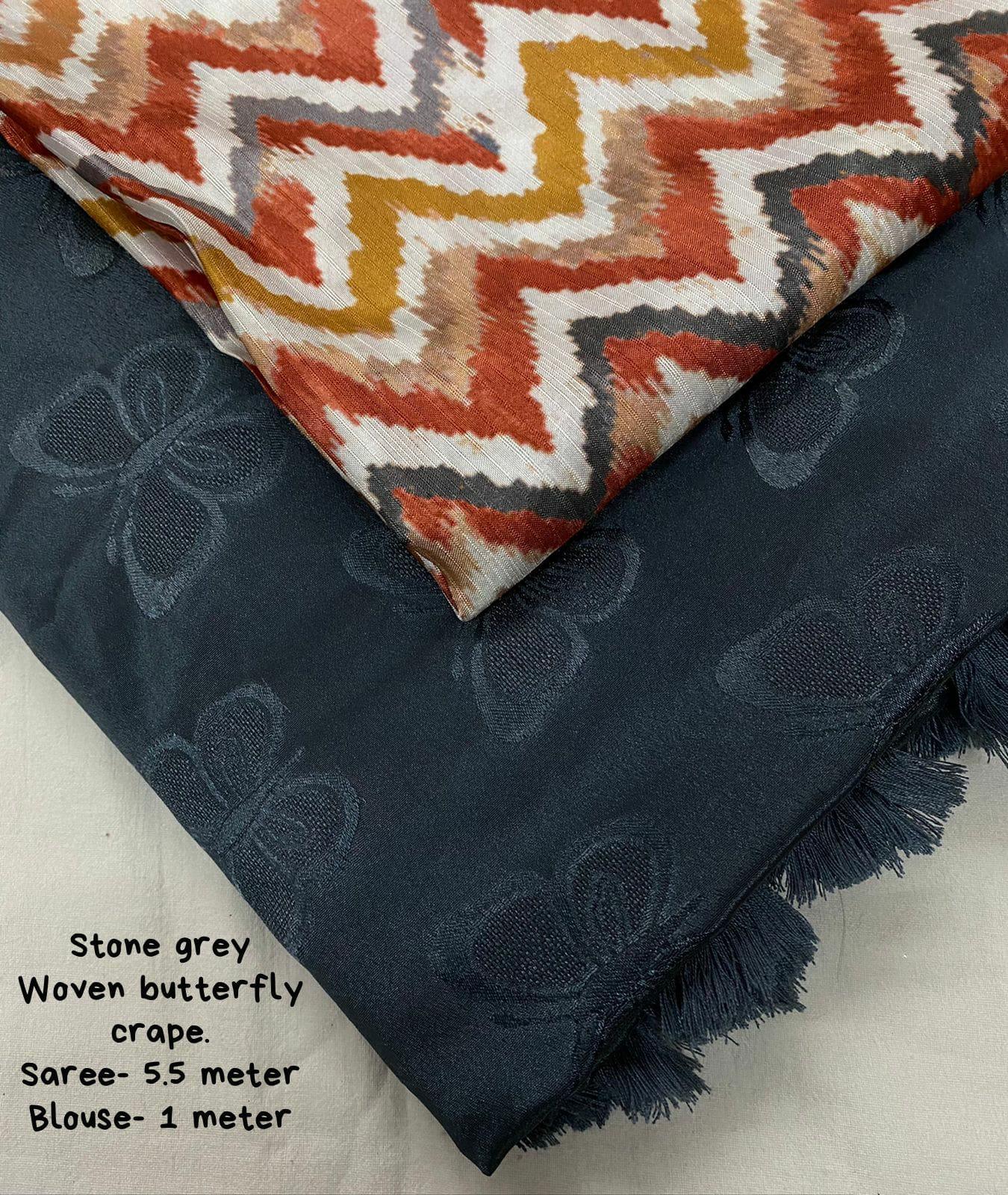 Grey Silk Blend Ethnic Motifs Saree with Unstitched Blouse - A2M | Grocsy