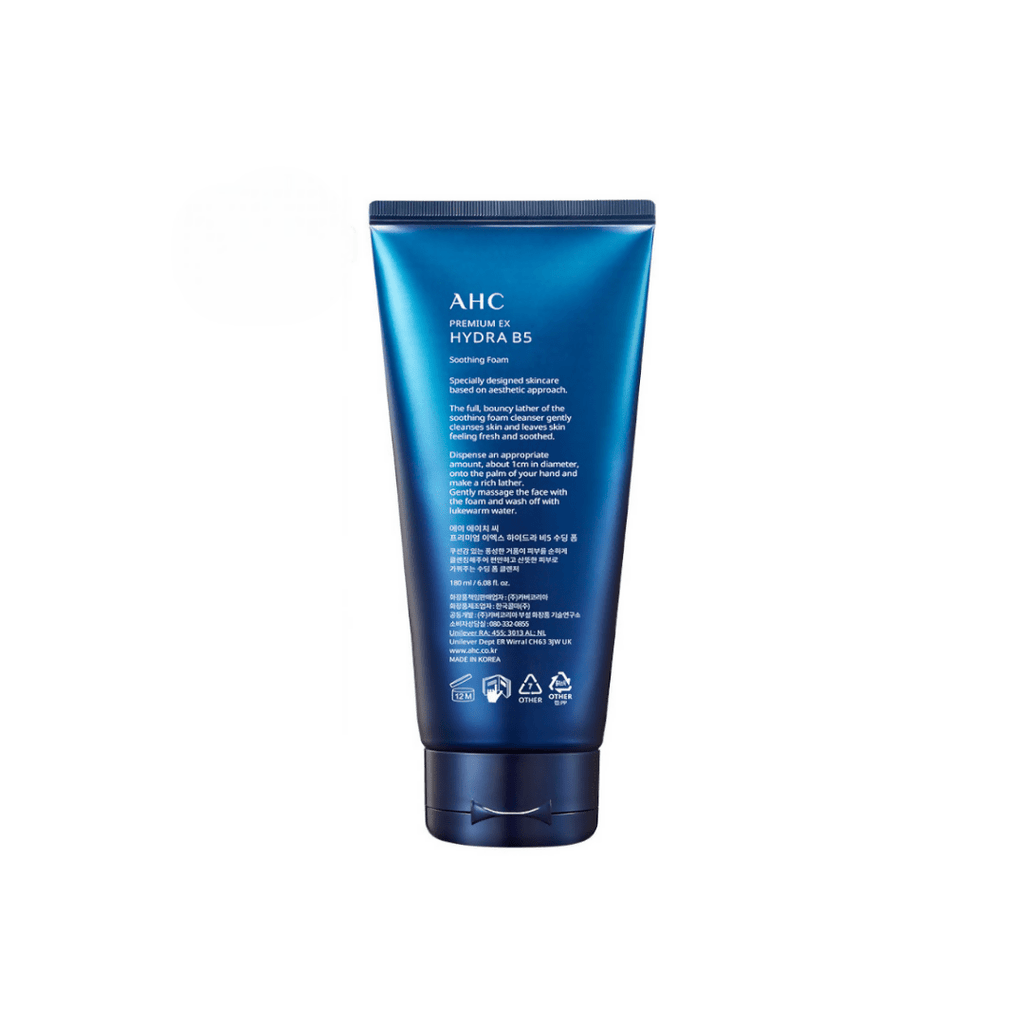 AHC Premium EX Hydra B5 Soothing Foam Face Cleanser - Korean skincare | Grocsy
