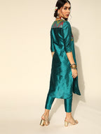 Sangria Geometric Polyester Kurta Set | Grocsy