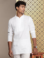 House of Pataudi Ethnic Motifs Embroidered Thread Work Pure Cotton Jashn Kurta | Grocsy