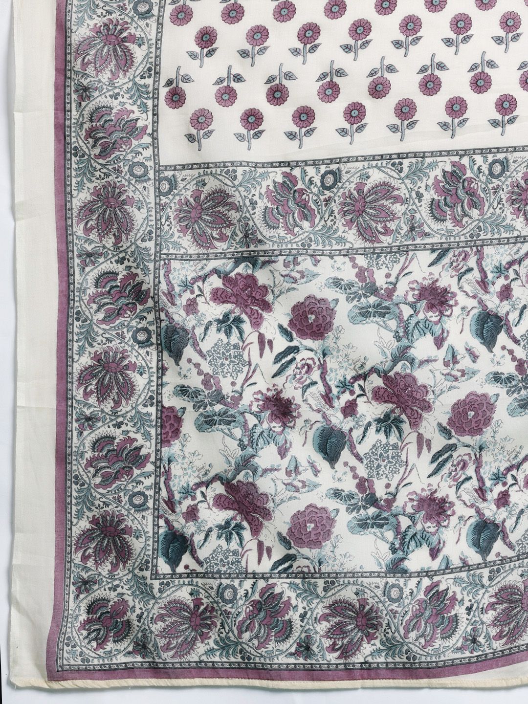 Indo Era Floral Printed Regular Pure Cotton Kurta with Trousers & Dupatta | Grocsy
