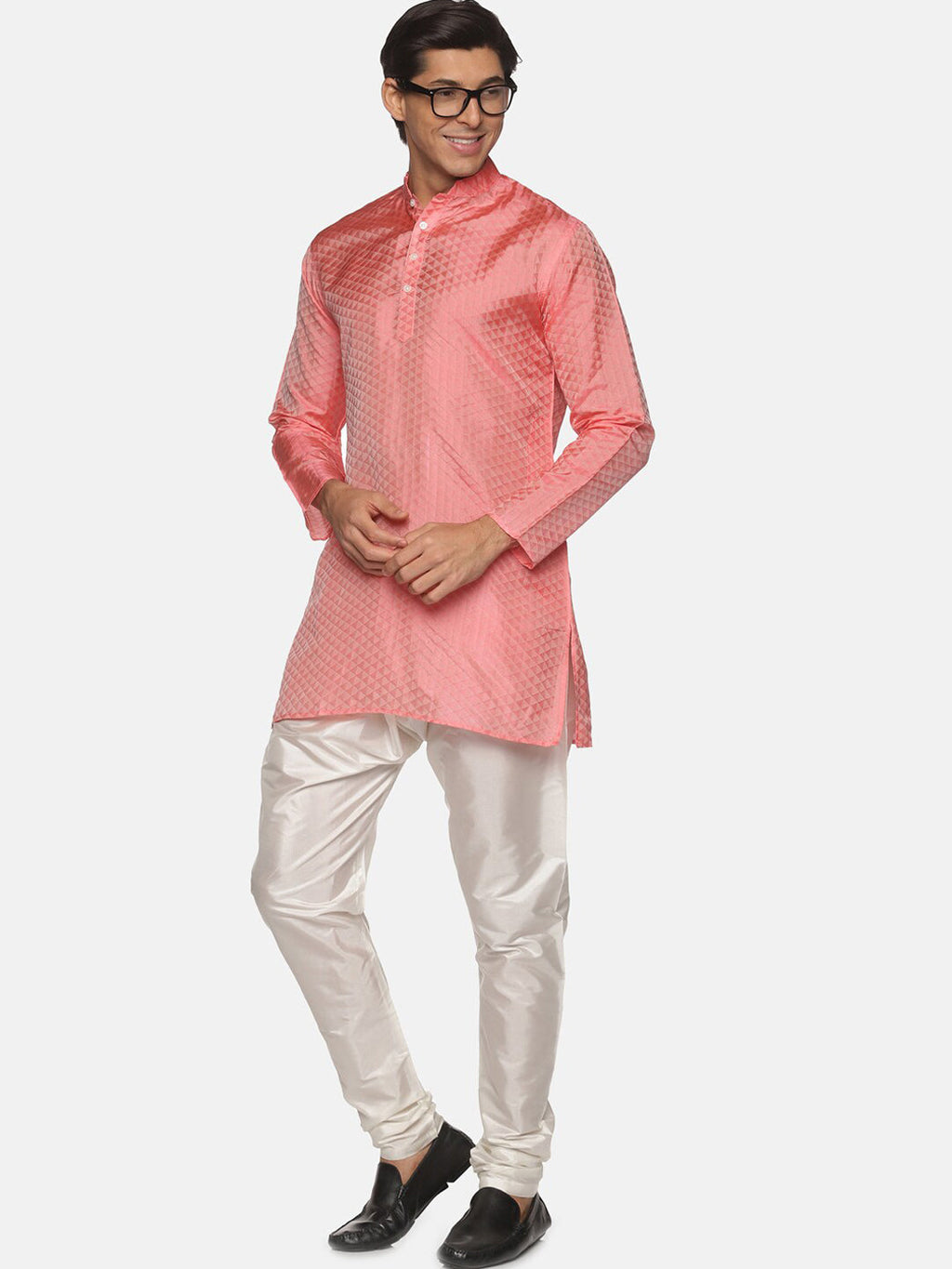 Sethukrishna Men Peach-Coloured Kurta with Pyjamas | Grocsy