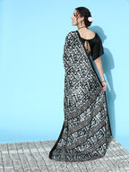 Saree Mall Black & White Printed Saree | Grocsy