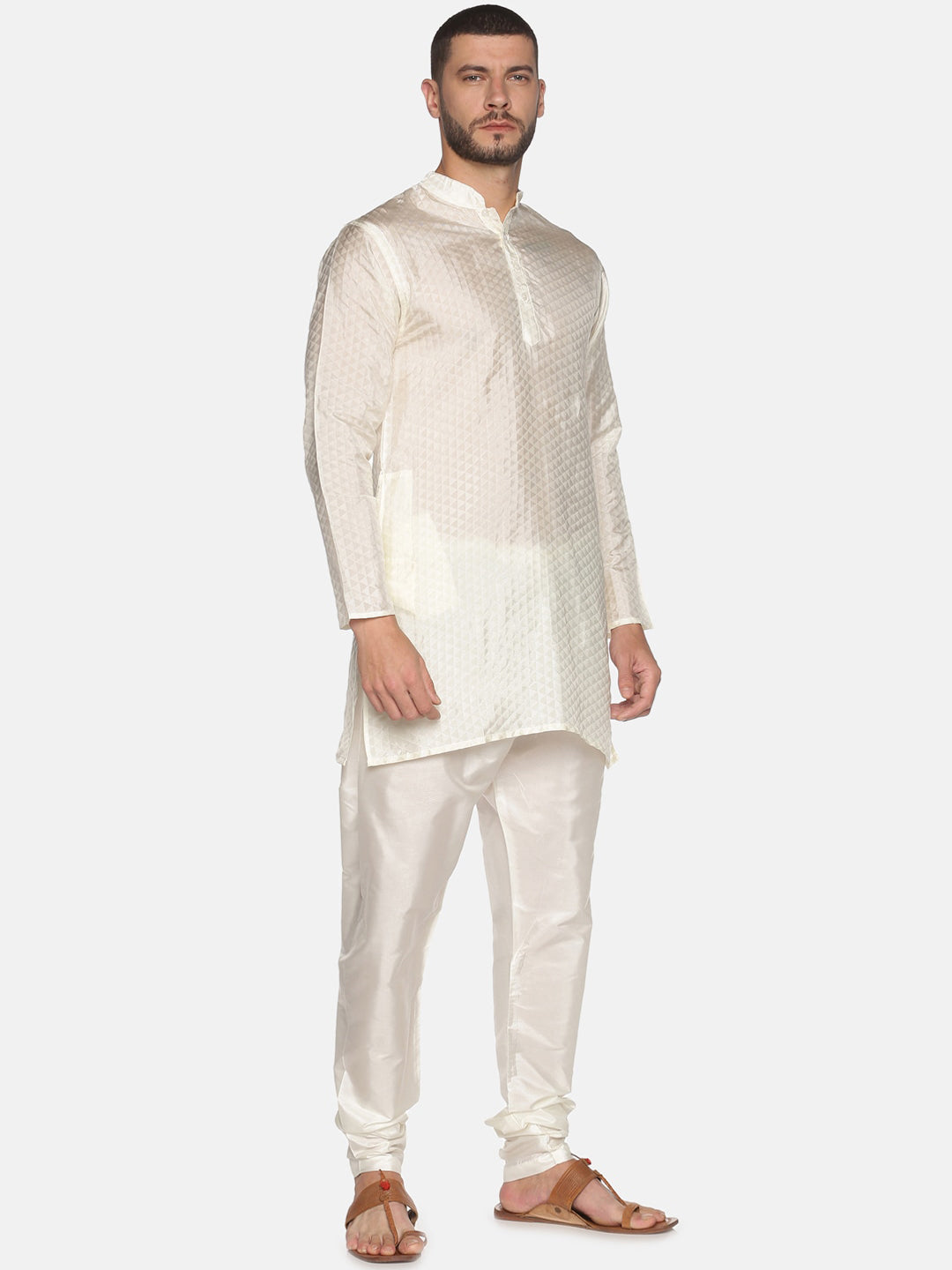 Sethukrishna Men Off-White Kurta with Pyjamas | Grocsy