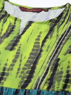 Sangria Women Green Dyed Tiered Kurta with Palazzos | Grocsy