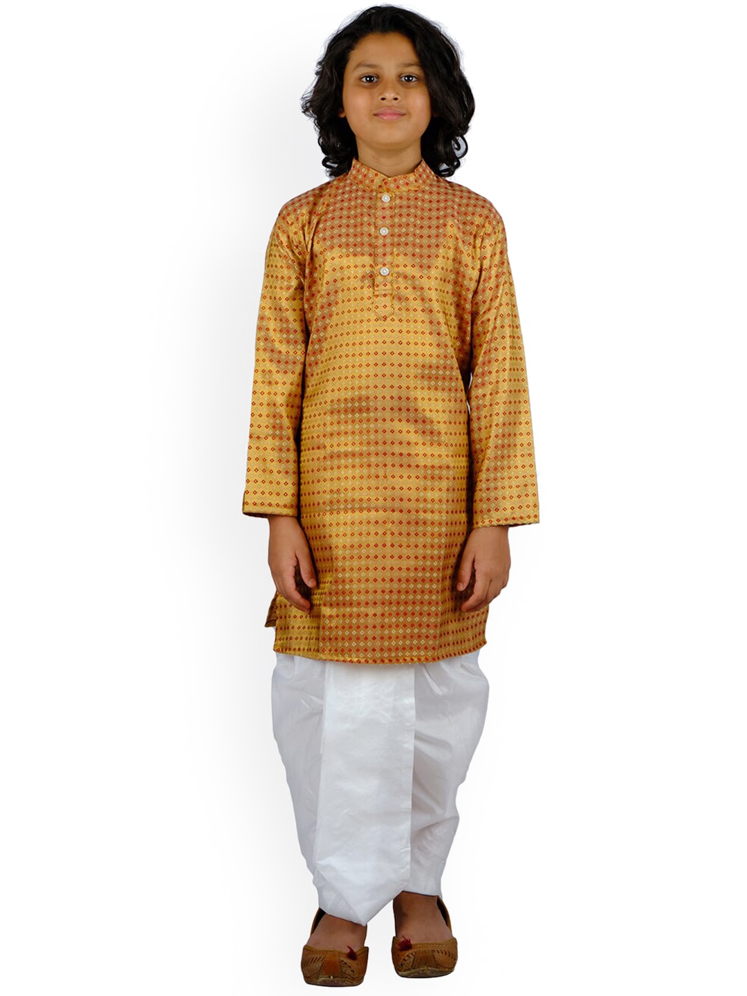 Sethukrishna Boys Red Printed Kurta with Dhoti Pants | Grocsy