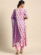All About You Women Pink Ethnic Motifs Printed Pure Cotton Kurta with Trousers & Dupatta | Grocsy