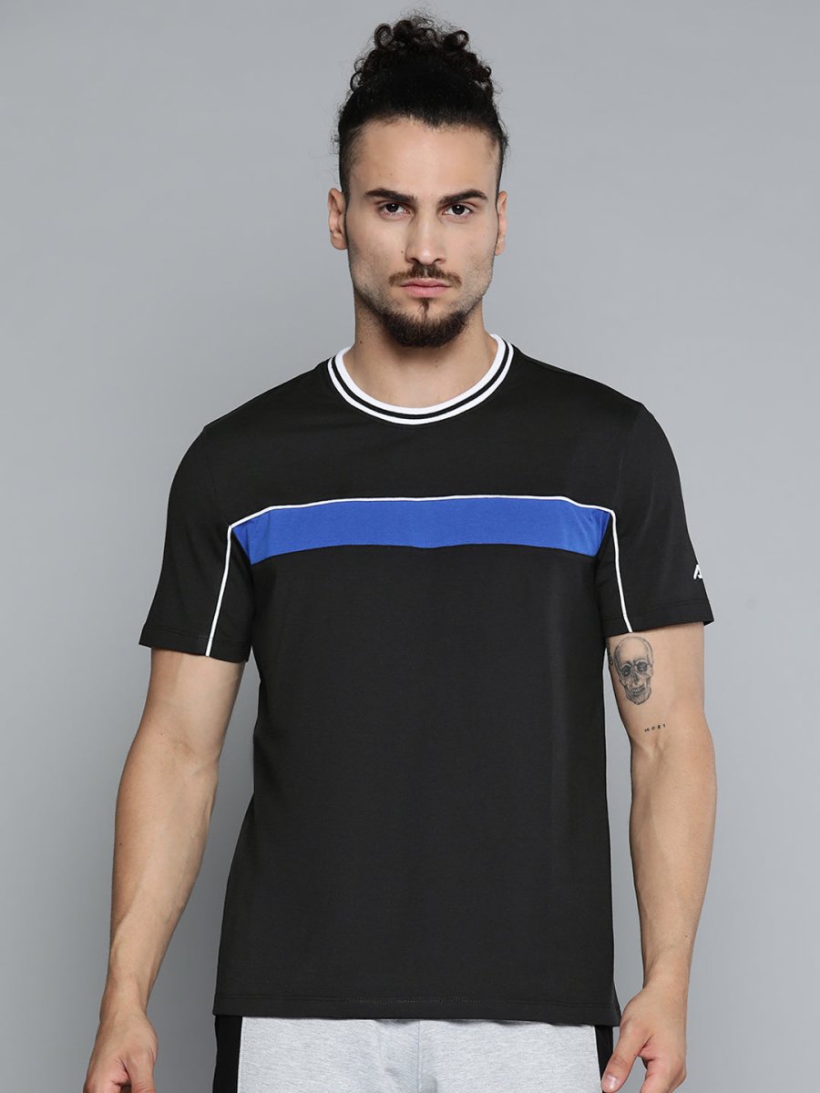Alcis Men Black Solid Slim Fit Gym T-shirt | Grocsy