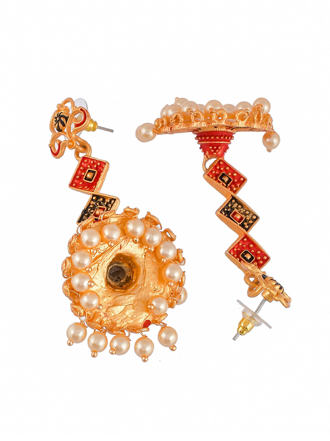 Shoshaa Gold-Toned Contemporary Jhumka Earrings | Grocsy