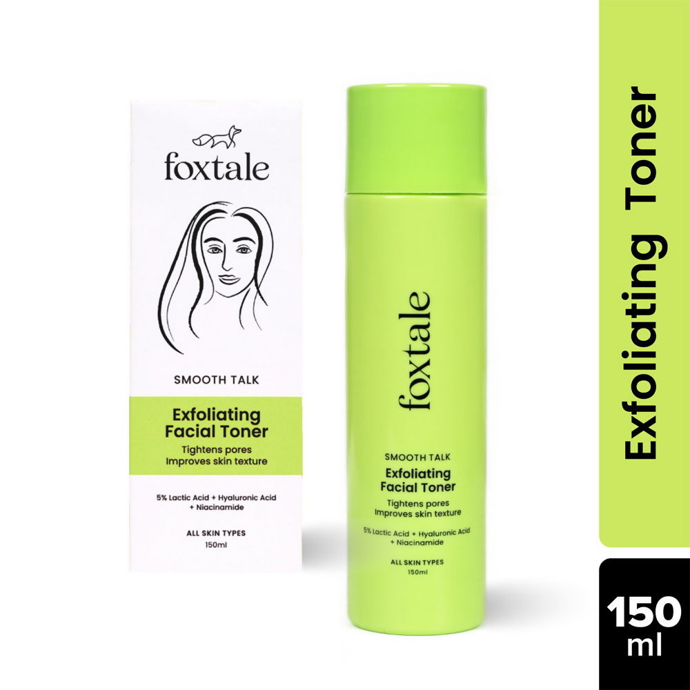 Foxtale Exfoliating Toner with 5% Latic Acid & Niacinamide for Brighter Skin & Tighter Pores | Grocsy