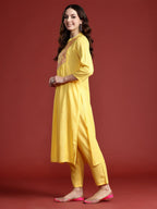 Indo Era Women Embroidered Panelled Mirror Work Pure Cotton Kurta with Trousers & Dupatta | Grocsy