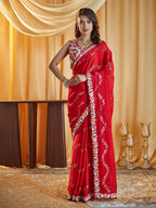 kasee Ethnic Motifs Kutchi Embroidery Pure Silk Saree | Grocsy