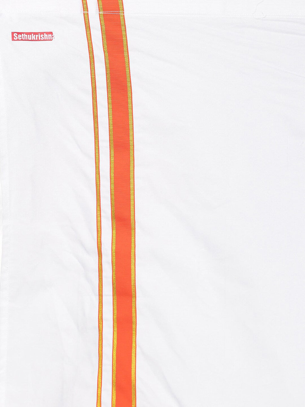 Sethukrishna Boys White Pure Cotton Solid Shirt and Veshti Set | Grocsy
