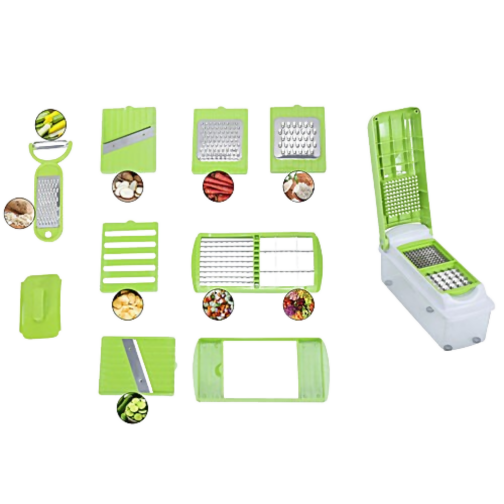 Anjali Vegetable & Fruit Cutter Dicer 12 In 1 - Green | Grocsy
