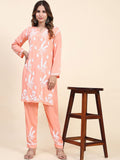 HOUSE OF KARI Floral Embroidered Chikankari Pure Cotton Kurta with Trousers | Grocsy
