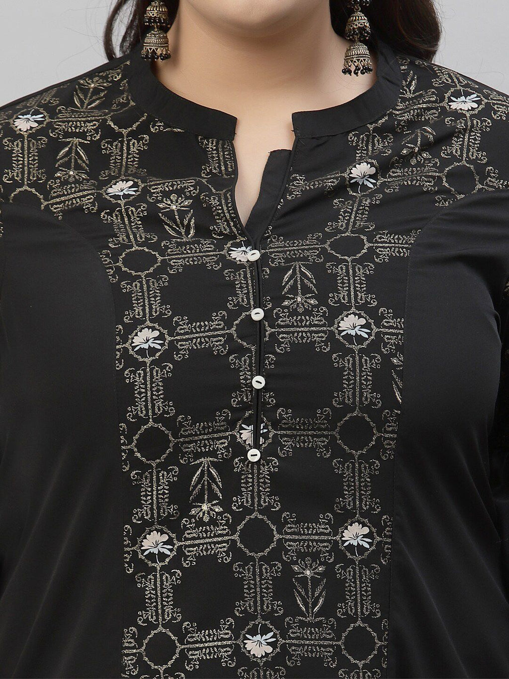 Sztori Printed Notch Neck Regular Kurta with Trousers | Grocsy