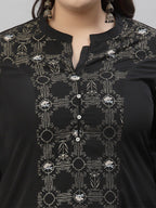 Sztori Printed Notch Neck Regular Kurta with Trousers | Grocsy