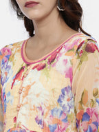 Souchii Women Multicoloured Floral Print Fit And Flare Dress | Grocsy