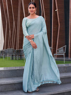 Tikhi Imli Geometric Printed Saree With Tassels | Grocsy