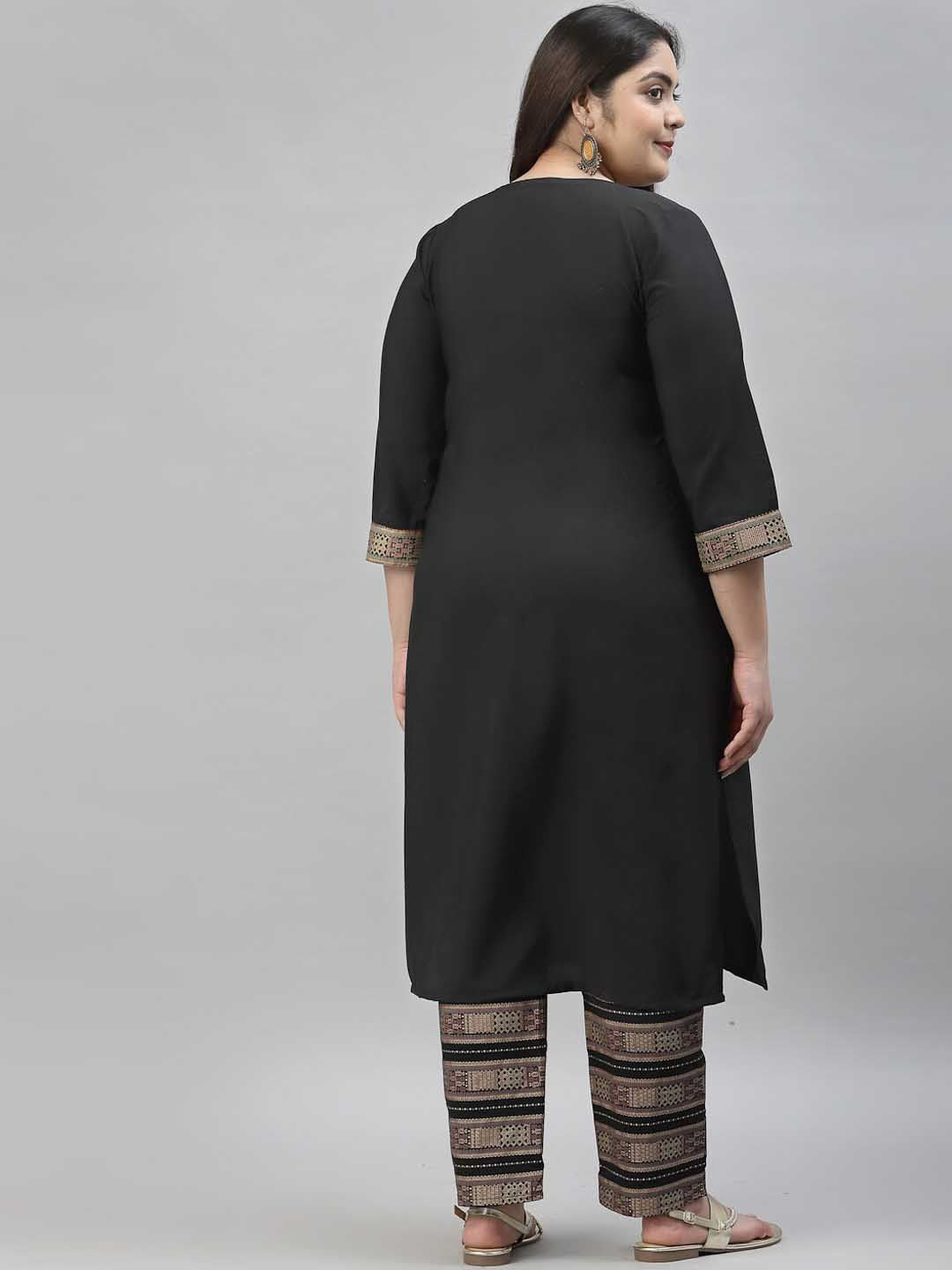 Sztori Plus Size Ethnic Motifs Printed Regular Kurta with Trousers | Grocsy
