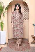 Miravan Womens Pure Cotton Straight Floral Printed Kurta With Palazzo-Multicolor | Grocsy