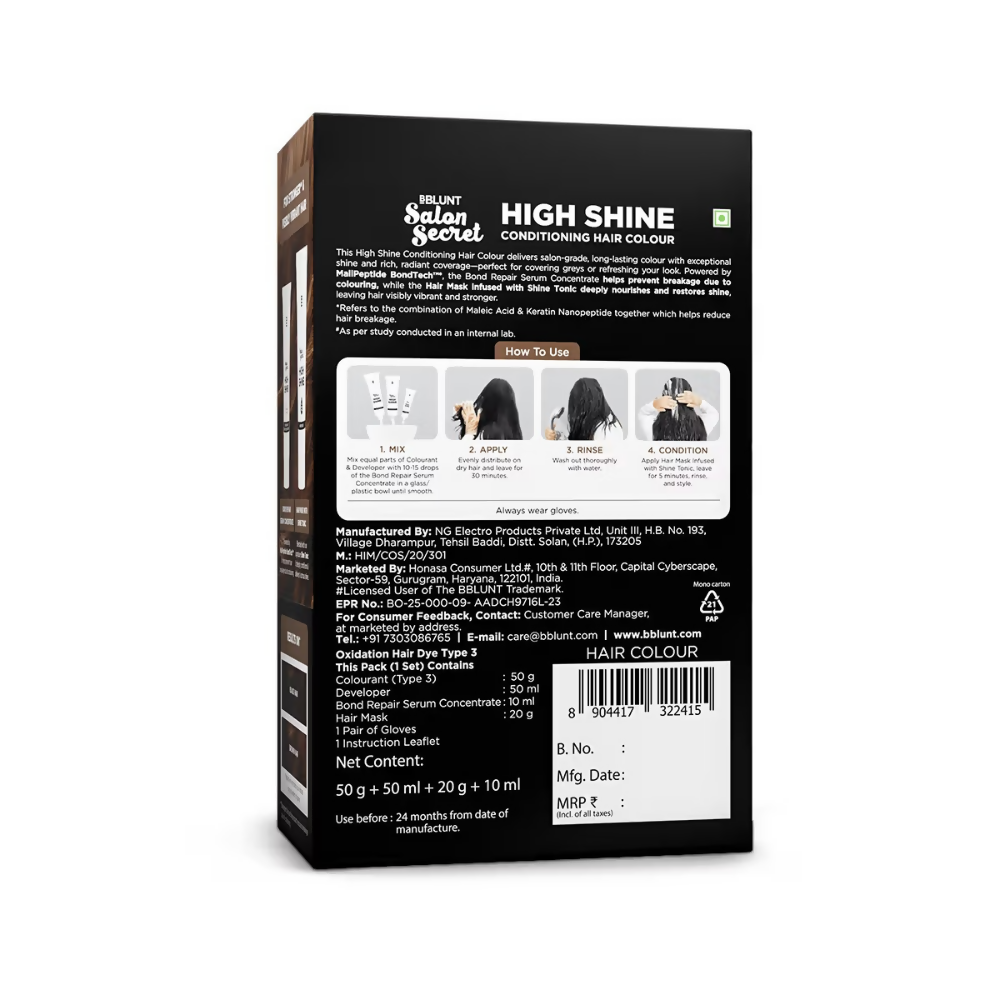 BBlunt Salon Secret High Shine Conditioning Hair Colour - Coffee Natural Brown | Grocsy