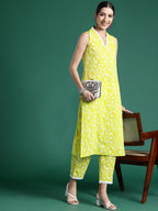 Indo Era Floral Printed Pure Cotton Kurta with Trousers | Grocsy